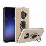 Wholesale Galaxy S9 Easy Carry Rotating Ring Stand Hybrid Case with Metal Plate (Champagne Gold)